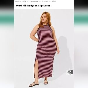 Torrid Black and Pink Striped Maxi Dress
